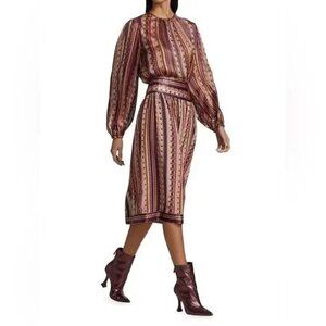 Tory Burch Striped Satin Burnout Blouse (8) & Skirt (12), size 8 & 12